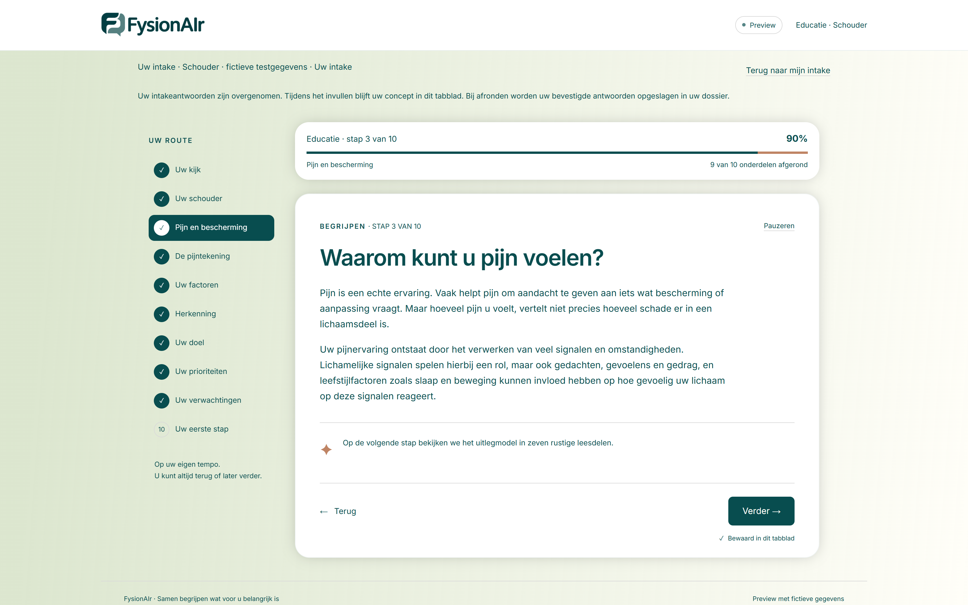 Uitleg uit de educatiemodule: pijn is een echte ervaring en de hoeveelheid pijn vertelt niet precies hoeveel schade er is.